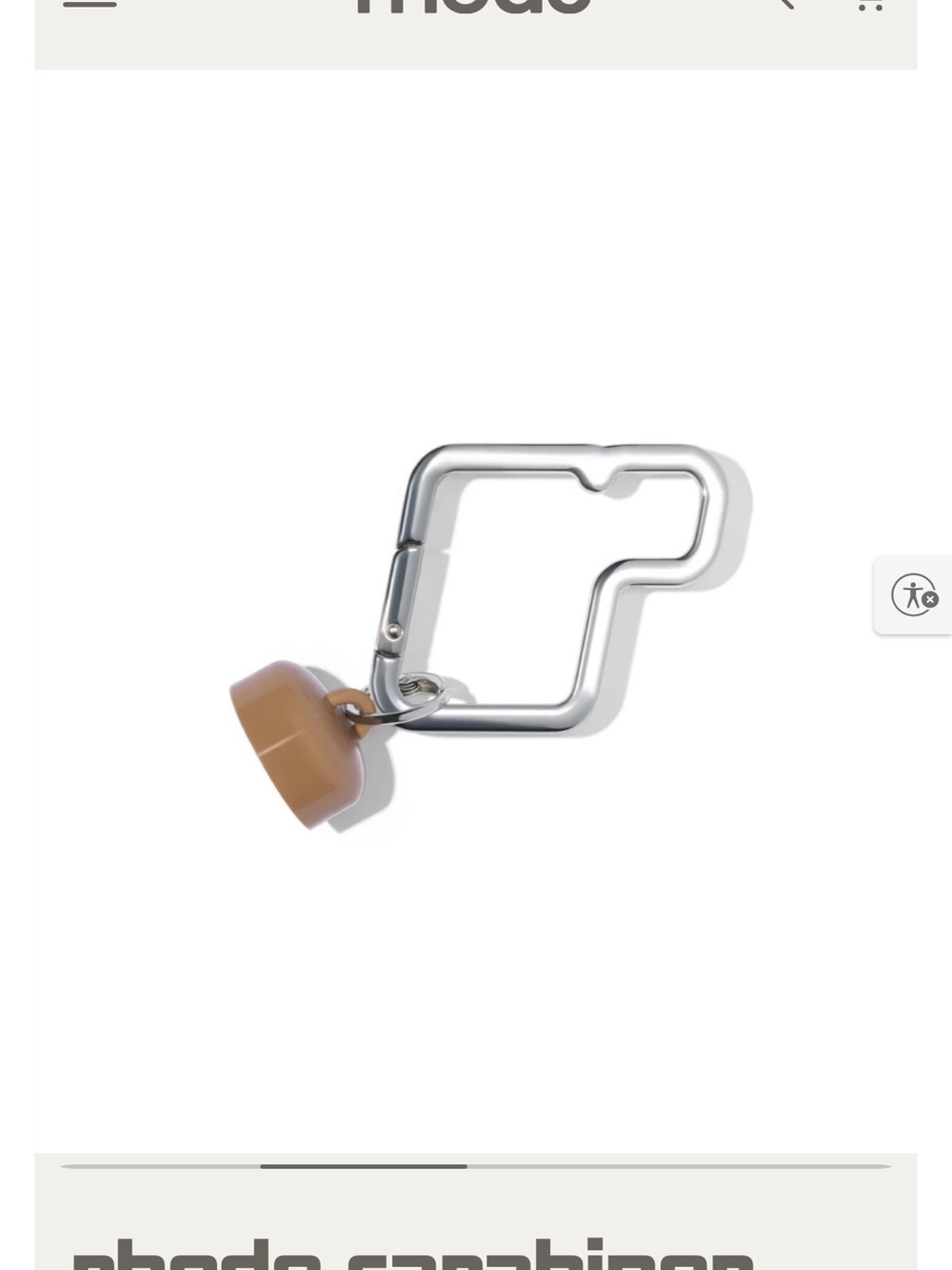 RHODE Silver Carabiner Keyring with Tan Charm